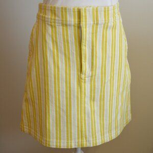 LOFT Vibrant Yellow and White Striped Cotton Skirt - Size 10